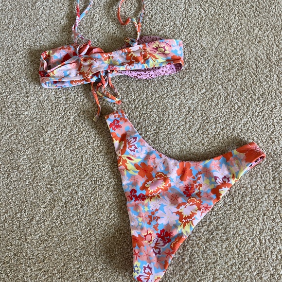 Patchwork high waisted cheeky bikini set - Picture 2 of 2